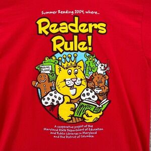 Vintage Y2K BEST FRUIT OF THE LOOM T Shirt Adult M READERS RULE Maryland Red‎